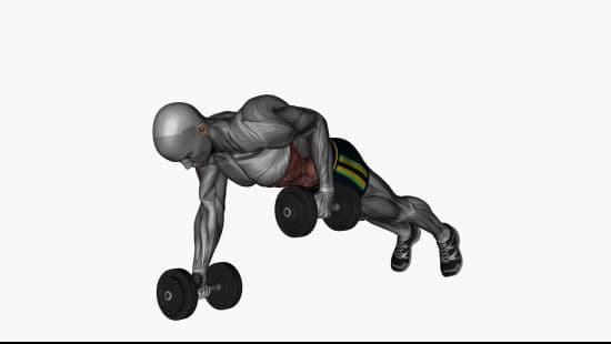 Dumbell plank to alternating row