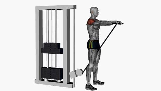 Cable front raises straight bar
